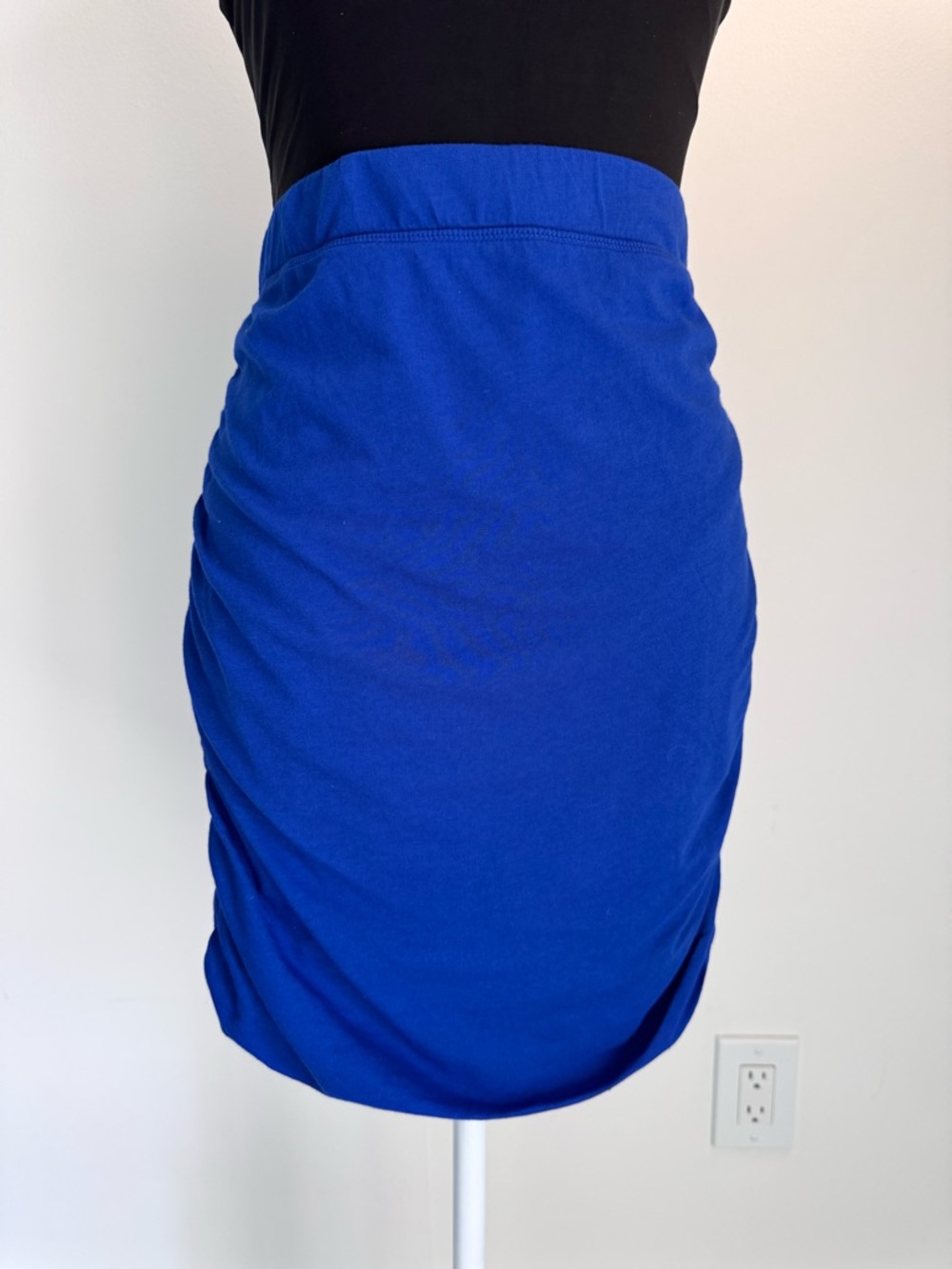 BOBI LOS ANGELES “Nightfall” Draped Mini Skirt Cobalt Blue Size L NWT